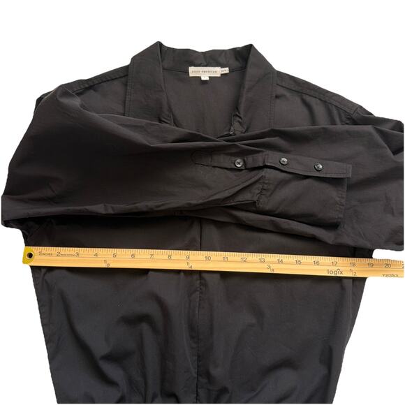 Good American Zip Front Poplin Bodysuit Womens Small Black Long Sleeves - Picture 7 of 11